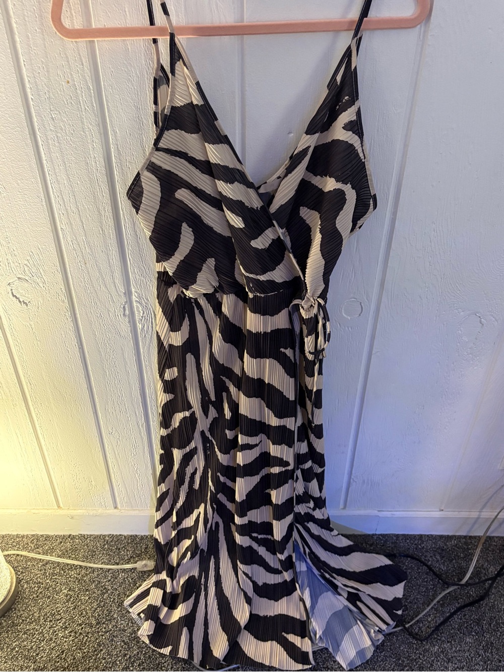 H&M Black and Cream Zebra-Print Wrap Maxi Dress